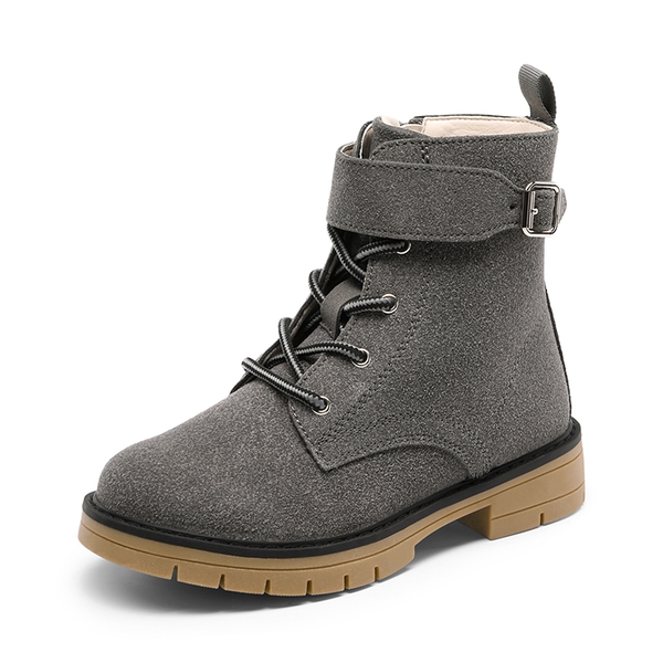 Kids Lace-Up Combat Boots - DARK GRAY -  0